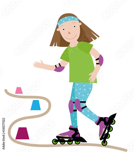 girl skates on roller skates