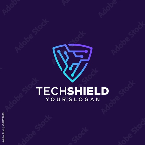 Tech Shield Logo Template Design Vector, Emblem, Design Concept, Creative Symbol, Icon