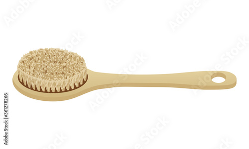 Brosse de dos pour le bain ou la douche avec un grand manche en bois.