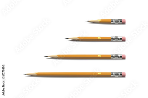 Top view pencil set. Vector illustration.