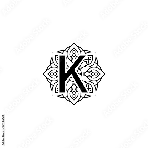 Initial k mandala vector design template illustration
