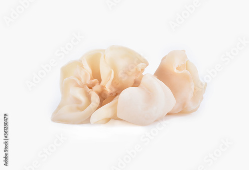 white ear mushroom or white jelly mushroom on white background