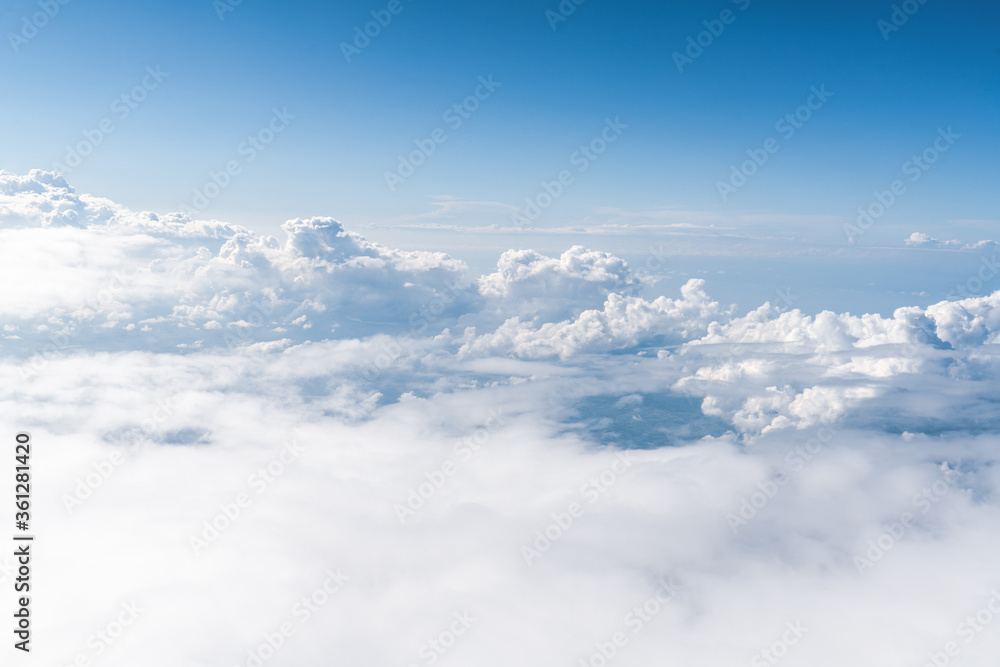 A panoramic yop view of daylight and over all clouds under the blue sky, Sky and clouds banner, wallpaper concept. A panoramic yop view of daylight and over all clouds under the blue sky, Sky and clouds banner, wallpaper concept.