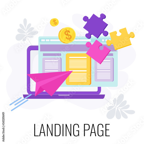 Landing page icon. Marketing flat vector illustration.
