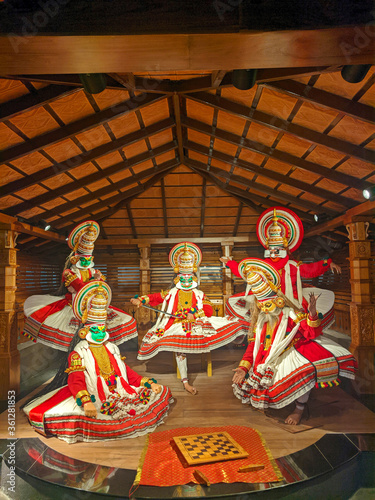 Kathakali Statues in dance pose, Kerala, India photo