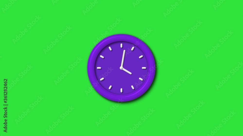 3d wall clock isolated on green background,12 hours clock animation video footage 3d wall clock isolated on green background,12 hours clock animation video footage