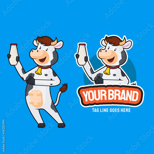 illustration of cow chef cartoon character mascot