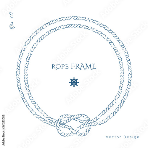 Nautical vector frame. Rope knot border design