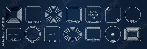Nautical vector frame. Rope knot border design