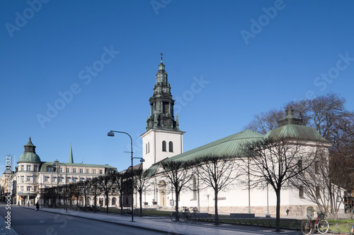 Obraz na plátně Church of Saint Lars in Linkoping, Sweden on a sunny day with blue sky