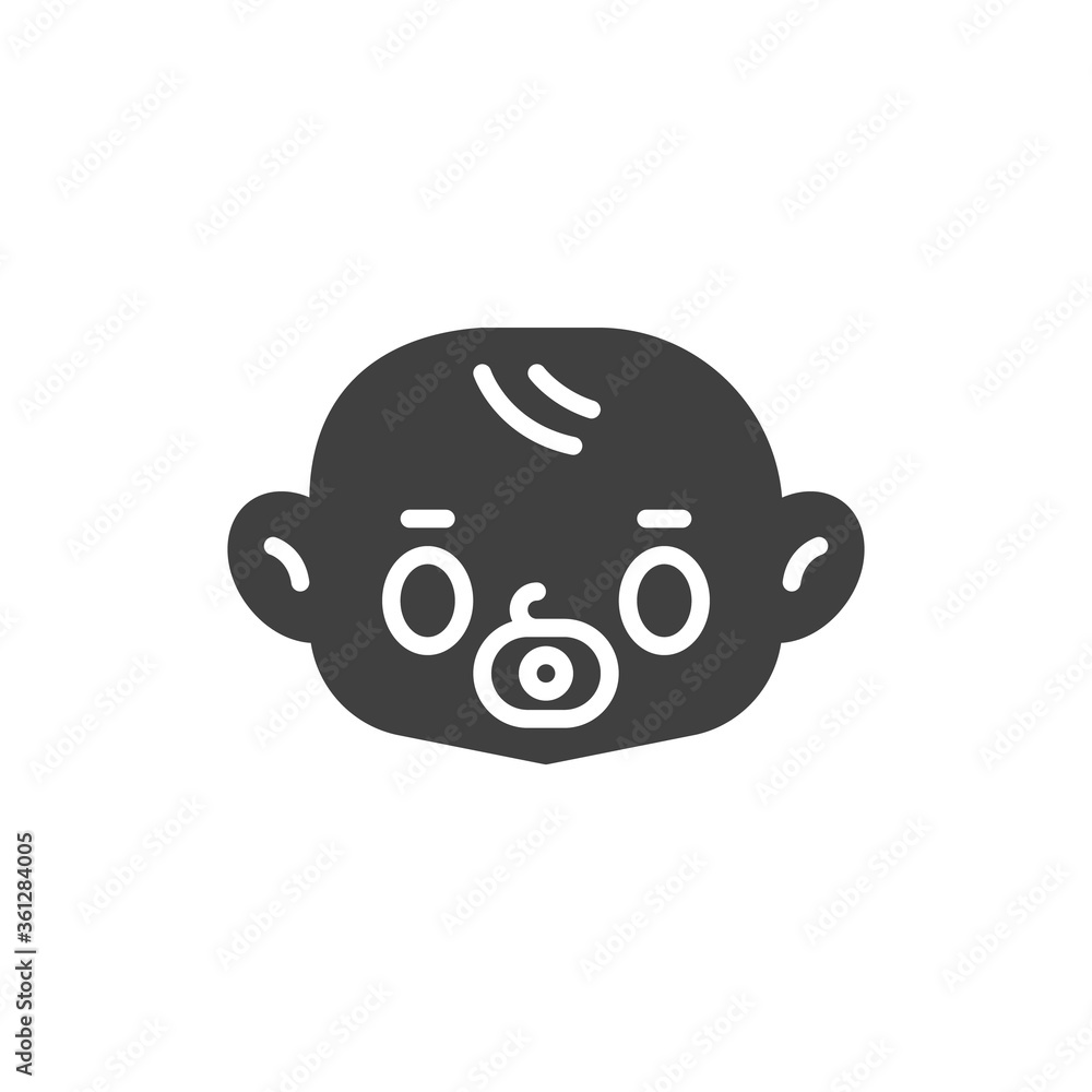 Newborn baby boy with pacifier vector icon. filled flat sign for mobile concept and web design. Baby with dummy glyph icon. Symbol, logo illustration. Vector graphics Newborn baby boy with pacifier vector icon. filled flat sign for mobile concept and web design. Baby with dummy glyph icon. Symbol, logo illustration. Vector graphics