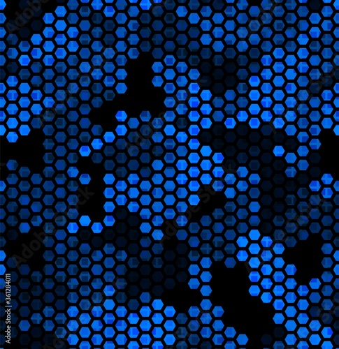 Sapphire pattern of hexagons and squares. Lime, green, black colors