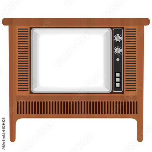 リアルでレトロなオーディオテレビのイラスト 画面オン