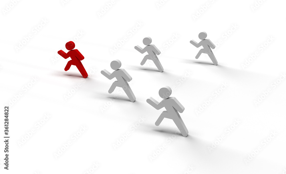 Businessman running in 3d rendering style on a white background. Businessman running in 3d rendering style on a white background.