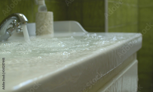 Overflowing water in the bathroom