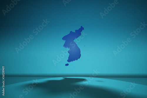 Fotografia Inter Korea Map in the Blue Background. 3D render.