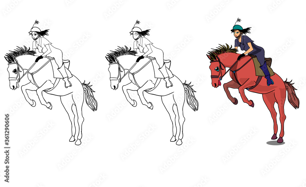 Fototapeta premium Girl rides a horse