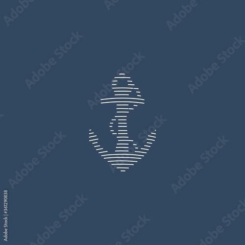 Anchor line logo with blue background