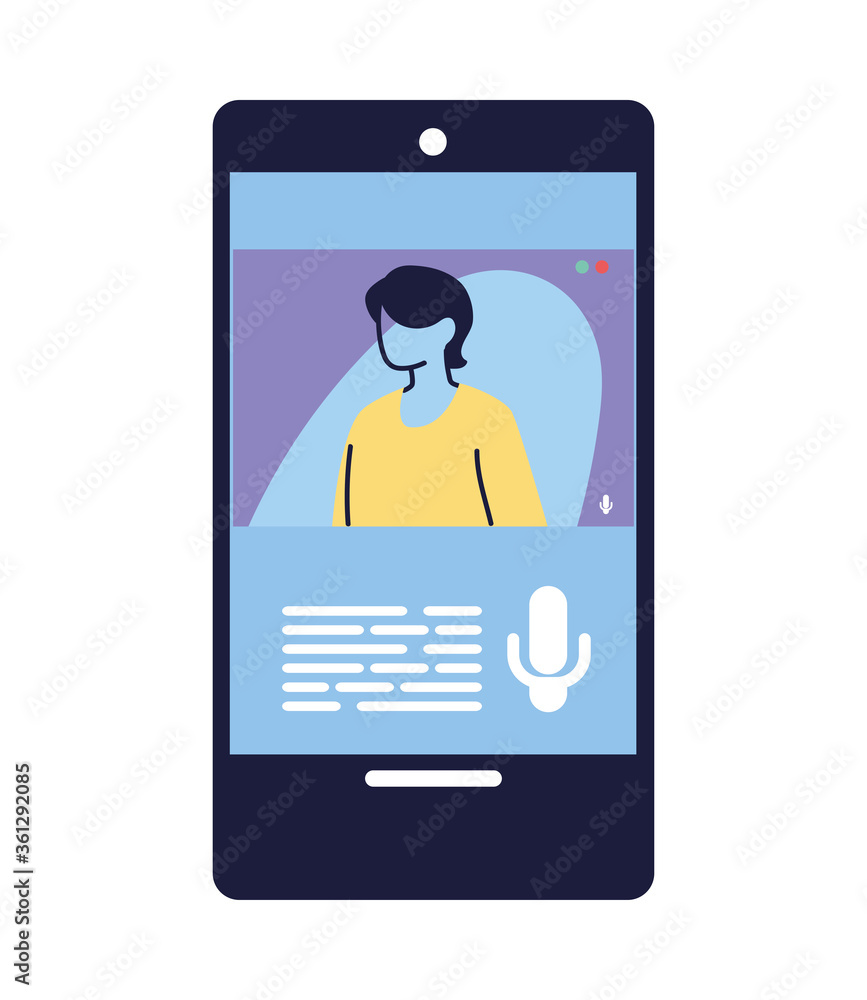 young man on video call from cell phone