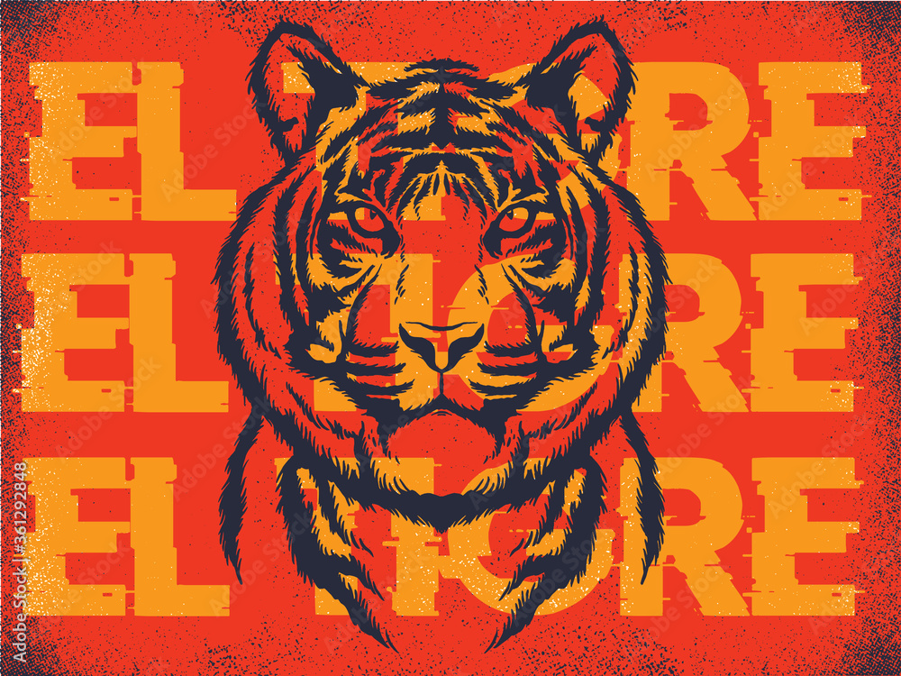 vintage tiger backgrond Stock Vector | Adobe Stock