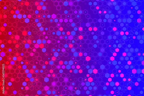 Science and technology concept. Abstract tech backdrop consisting of hexagonal elements and dots. Digital futuristic illustration template for design.