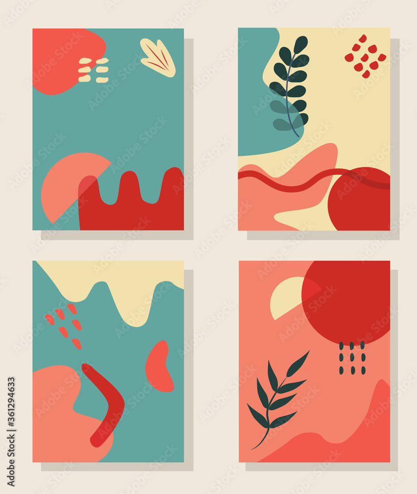 Set of abstract vector backgrounds in retro colors for social media, flyers, invitations and more.
