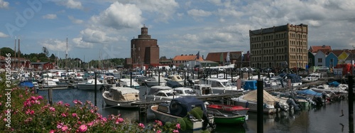 Stadtbild von Eckernförde mit Hafen, Panorama Banner