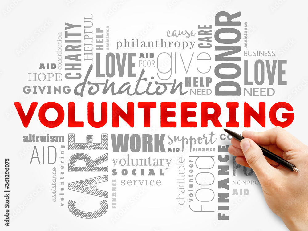 Volunteering word cloud collage, social concept Volunteering word cloud collage, social concept