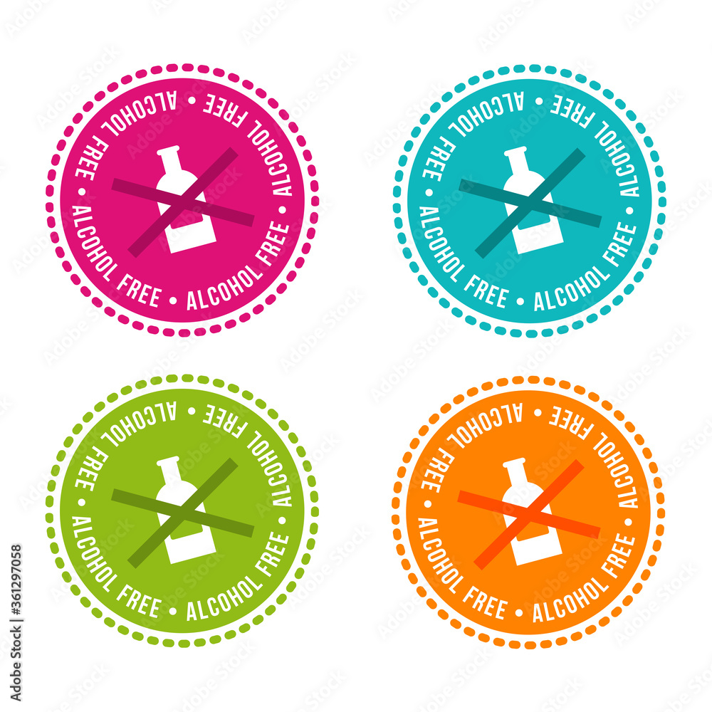 Set of Allergen free Badges. Alcohol free. Hand drawn Signs. Can be used for packaging Design. Set of Allergen free Badges. Alcohol free. Hand drawn Signs. Can be used for packaging Design.