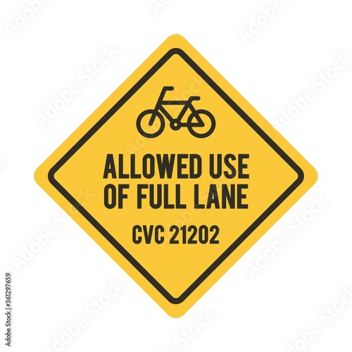 Bicycles allowed use of full lane sign