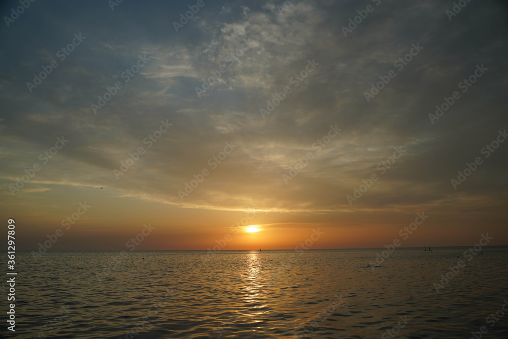 beautiful sunset and sky over the sea