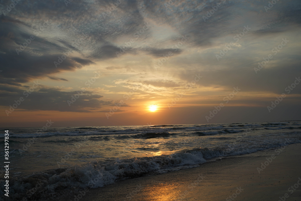beautiful sunset and sky over the sea