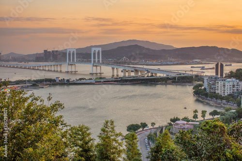 Macau bridge over the river