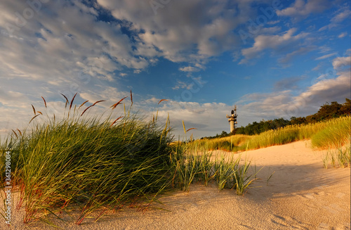 Obraz na płótnie Krajobraz wybrzeża Morza Bałtyckiego,plaża w Kołobrzegu,Polska. w salonie