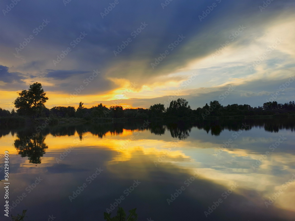 Sunset on the lake. Poland. Sunset on the lake. Poland.
