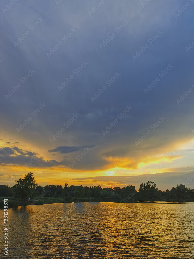 Sunset on the lake. Poland.