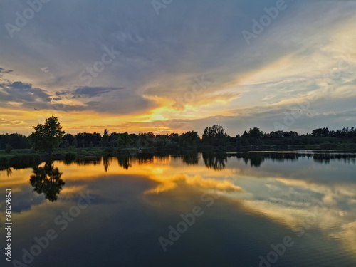 Sunset on the lake. Poland.