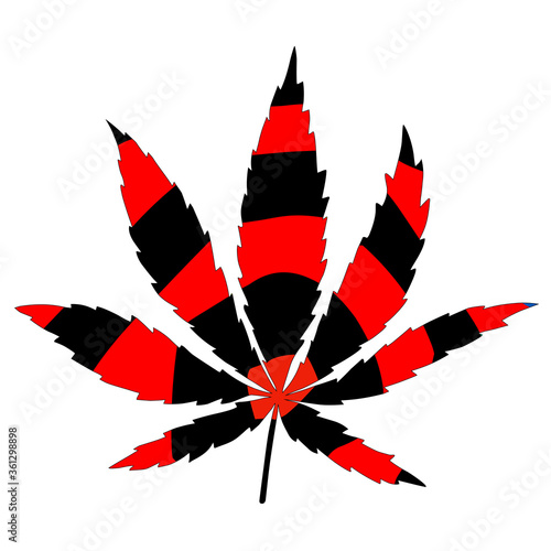 Black and red Cannabis leaf isolated illustration