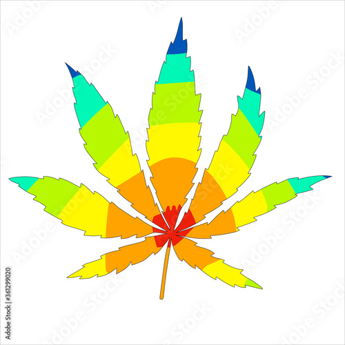 Rainbow coloured Cannabis leaf isolated illustration