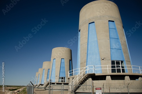 Hydroelectric power turbines at Gardiner Dam on Lake Diefenbaker, Saskatchewan, Canada photo