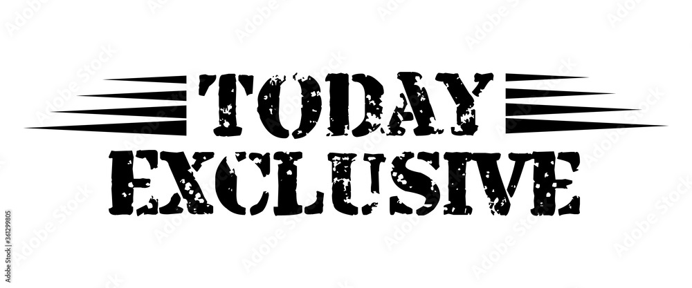 TODAY EXCLUSIVE stamp on isolated grunge texture. Emblem icon with grunge vintage arrow on white background. Label black ink. Retro badge, sticker sign, seal. Vector illustration. TODAY EXCLUSIVE stamp on isolated grunge texture. Emblem icon with grunge vintage arrow on white background. Label black ink. Retro badge, sticker sign, seal. Vector illustration.