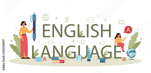 English class typographic header concept. Study foreign languages