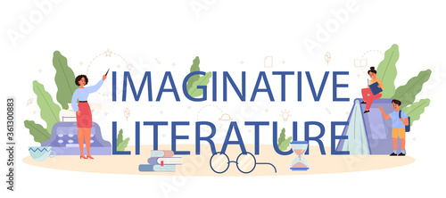 Literature school subject typographic header concept. Webinar, course