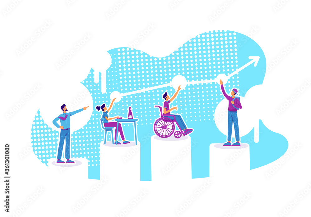 Inclusive education flat concept vector illustration Inclusive education flat concept vector illustration