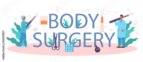 Plastic surgeon typographic header concept. Idea of body correction.