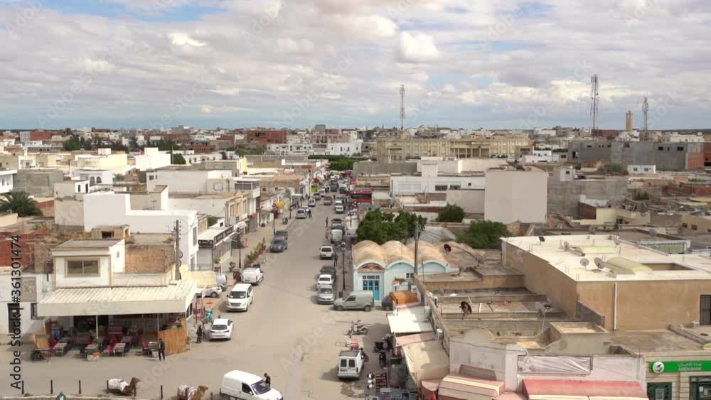 Streets of city El djem in Tunisia. Aerial view. Streets of city El djem in Tunisia. Aerial view.