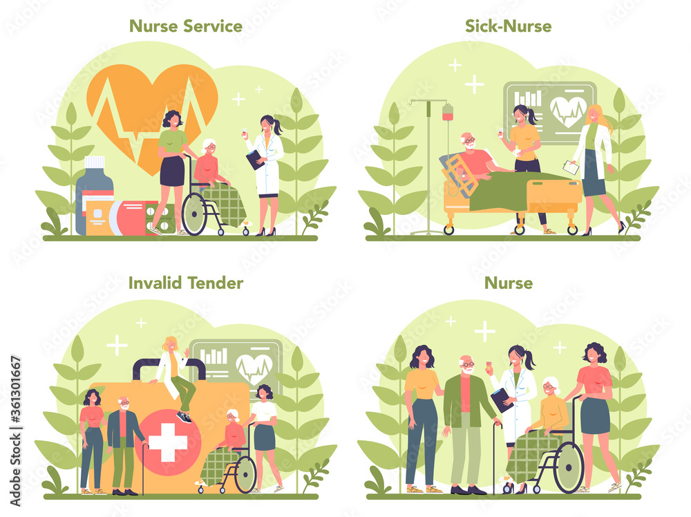 Nurse service concept. Medical occupation, hospital and clinic staff. Nurse service concept. Medical occupation, hospital and clinic staff.