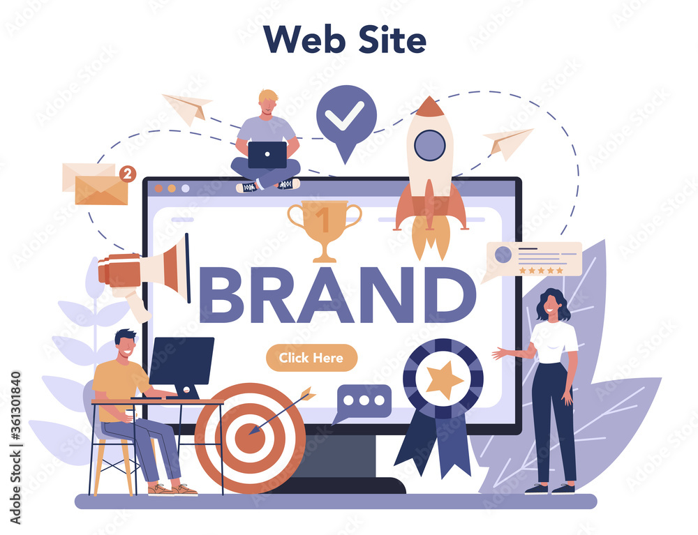 Brand manager online service or platform. Unique design