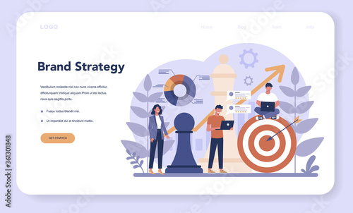 Brand manager web banner or landing page. Marketing specialist