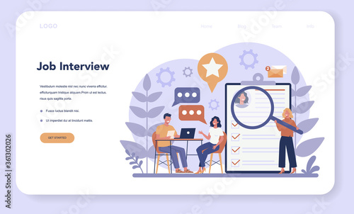 Job interview web banner or landing page. Idea of employment